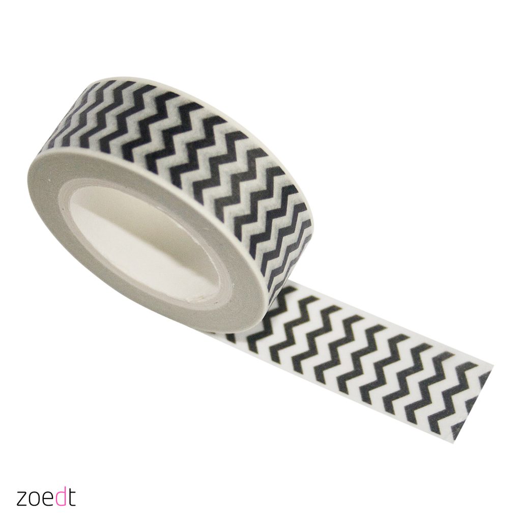Masking tape zigzag wit en zwart (10M) Zoedt Kids